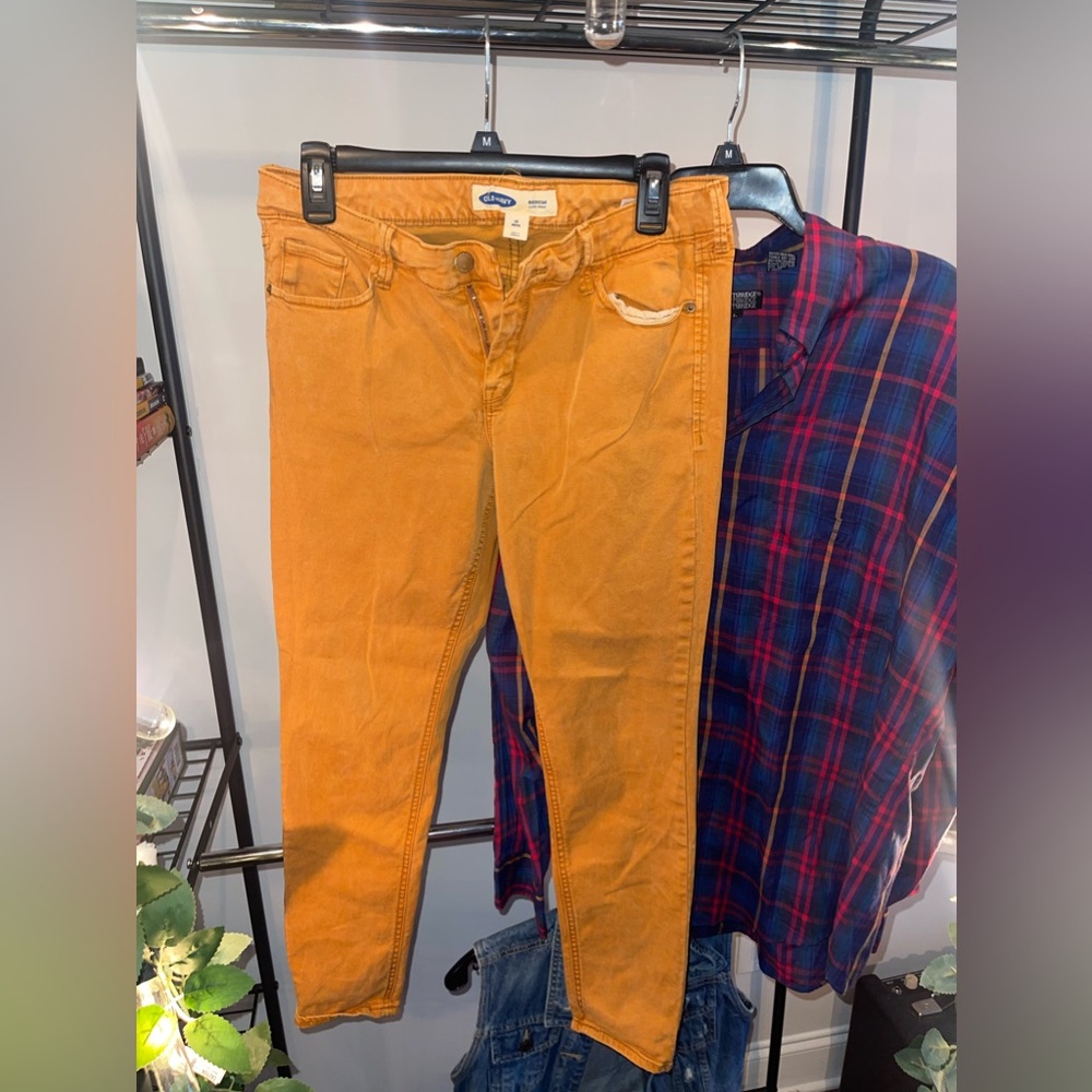 Pants, vest, plaid shirt